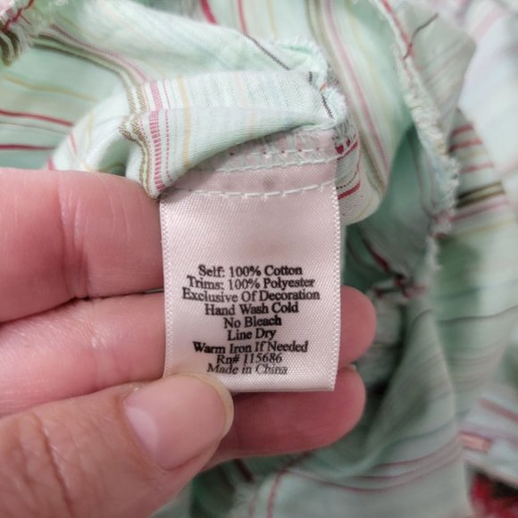 Johnny Was Green Striped Floral Embroidered Long Sleeve Button Down Shirt XL - Picture 5 of 12